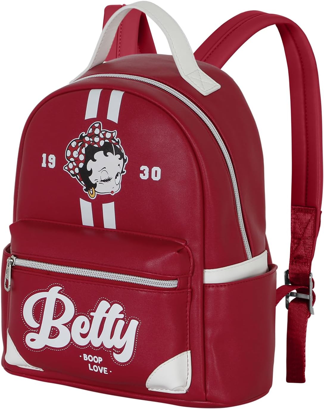 Sac à dos Betty Boop Heady bordeaux avec poche avant zippée, 8 L