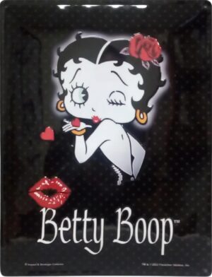 Plaque métal relief Betty Boop Kiss 20 x 15 cm