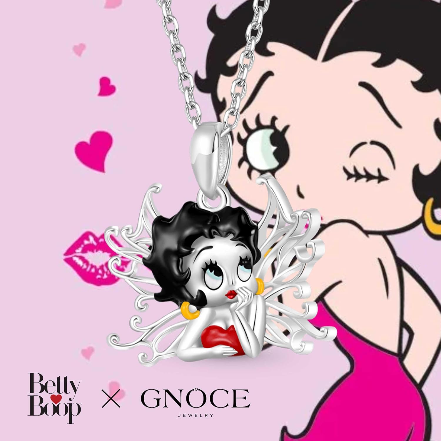 Collier Betty Boop ailes en argent sterling S925 – Image 4