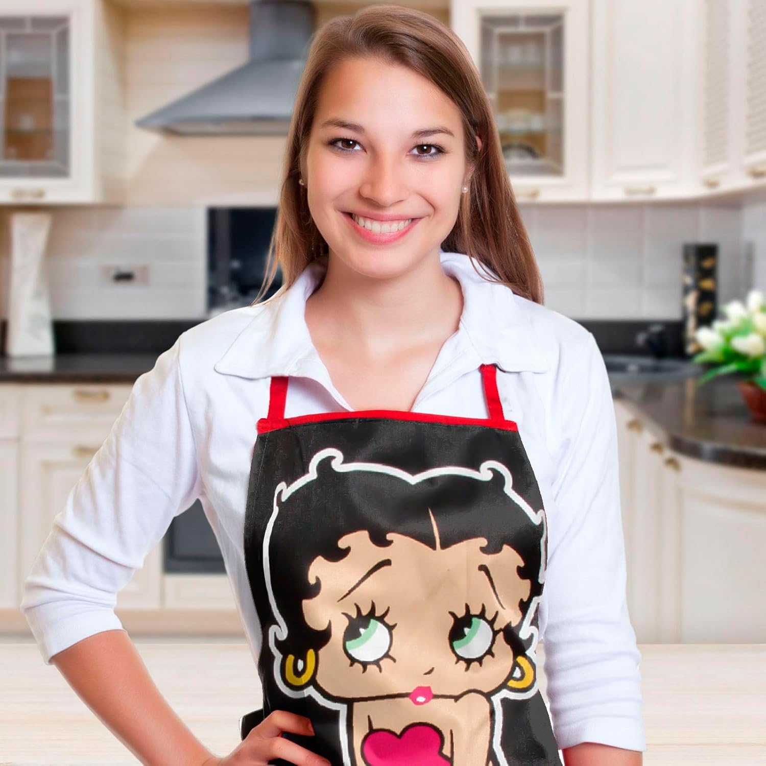 Tablier Betty Boop noir Spoontiques en 100% coton – Image 4