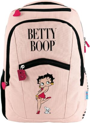 Sac à dos scolaire Betty Boop rose à 7 poches