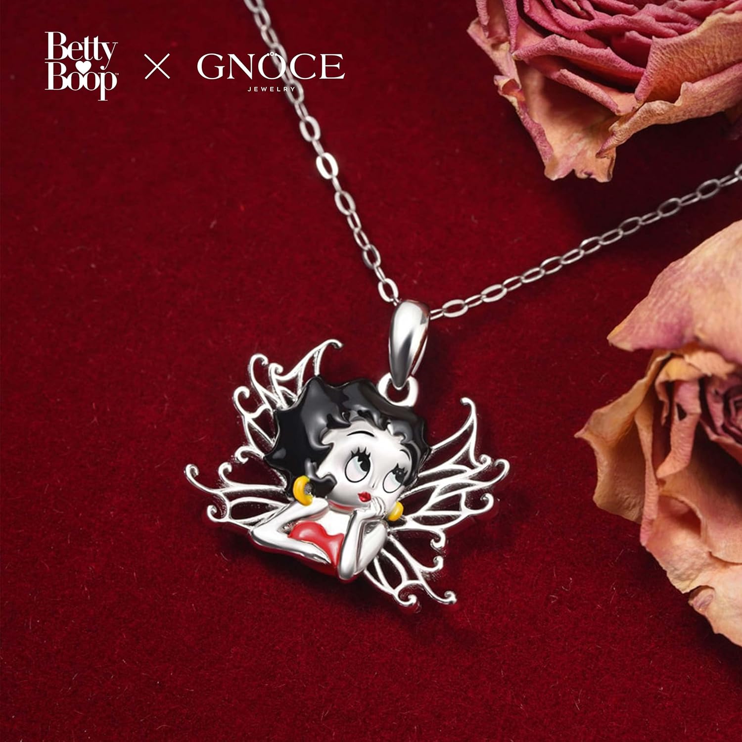 Collier Betty Boop ailes en argent sterling S925 – Image 7