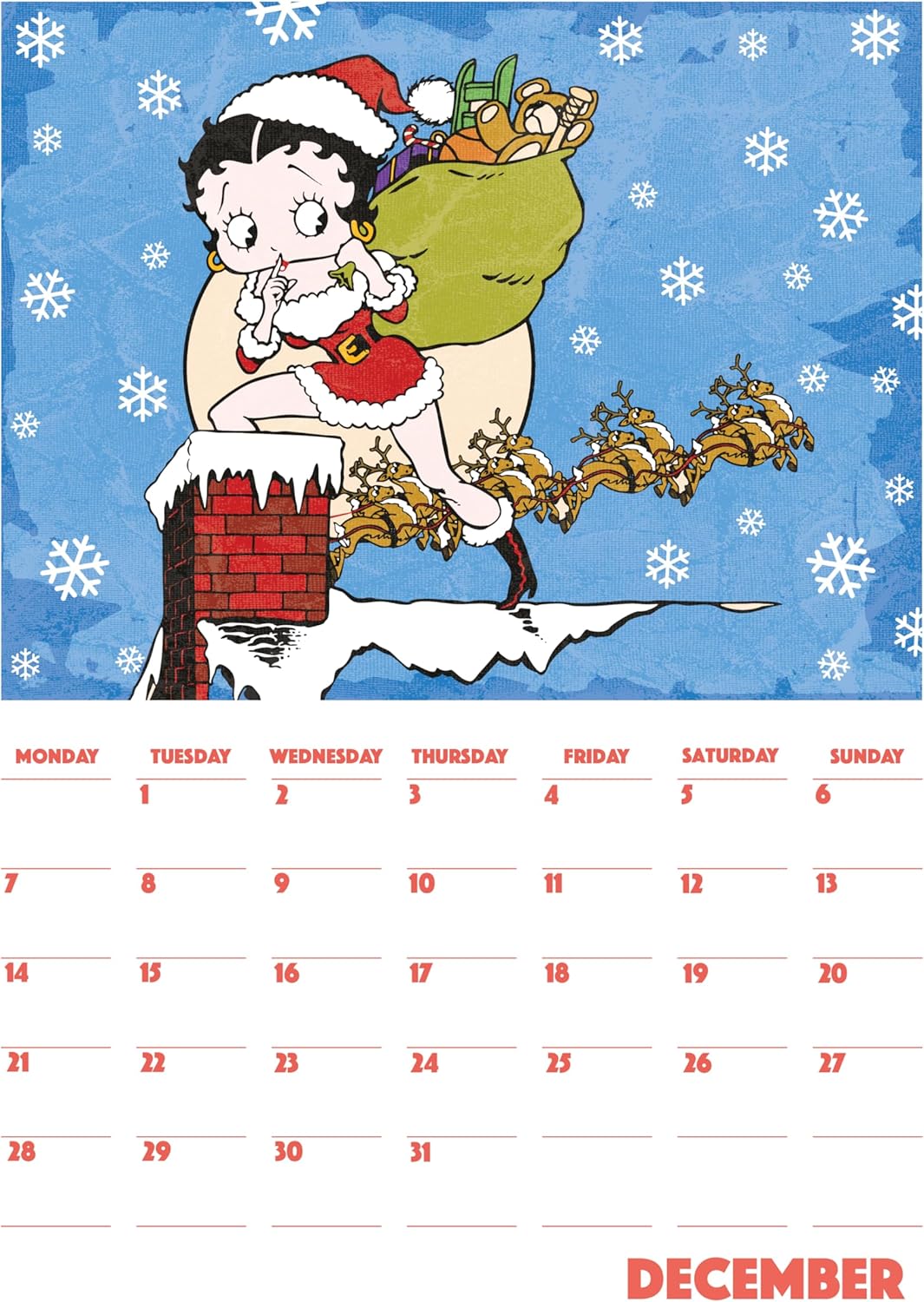 Calendrier mural Betty Boop 2026 format A4 – Image 7