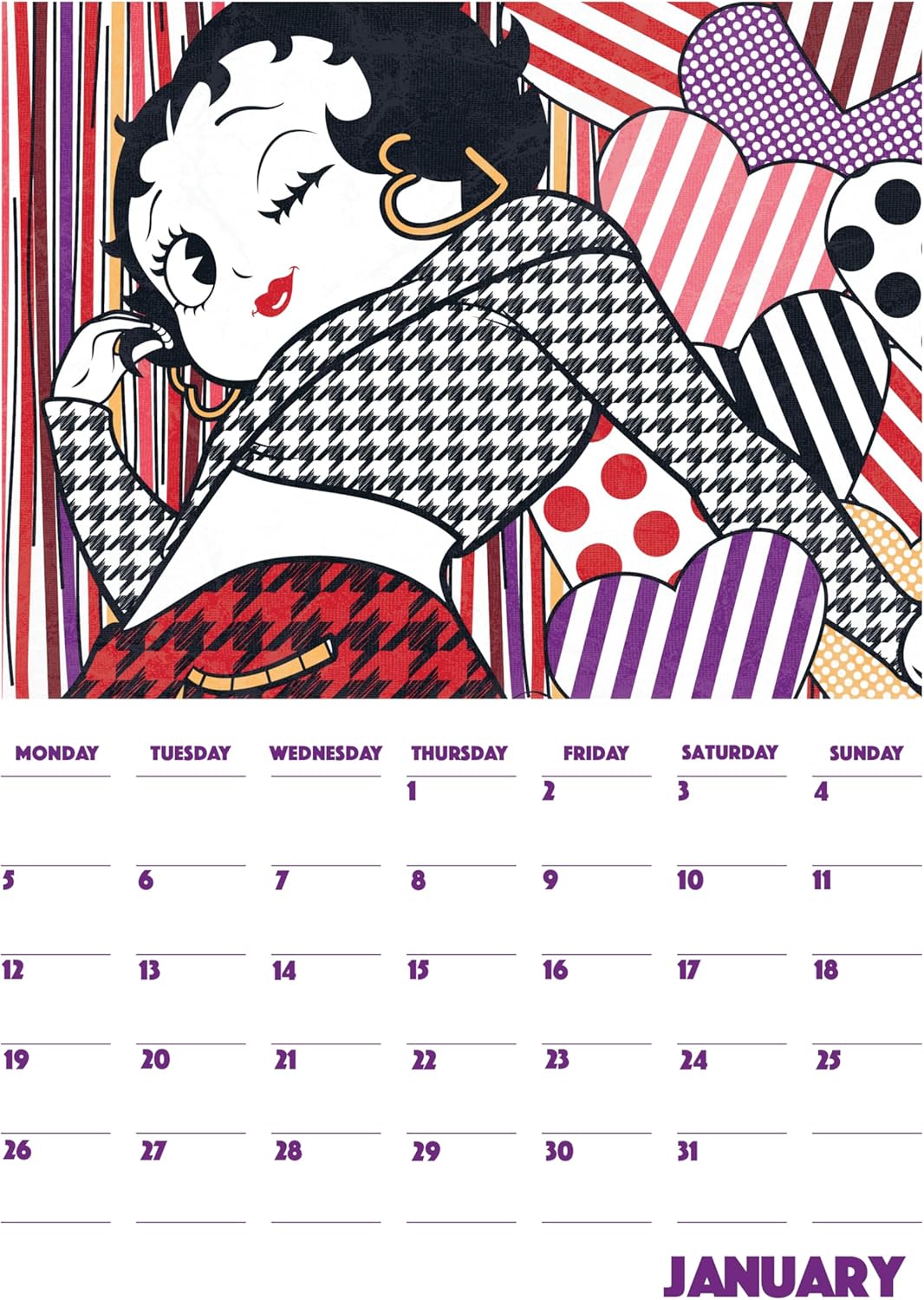 Calendrier mural Betty Boop 2026 format A4 – Image 2