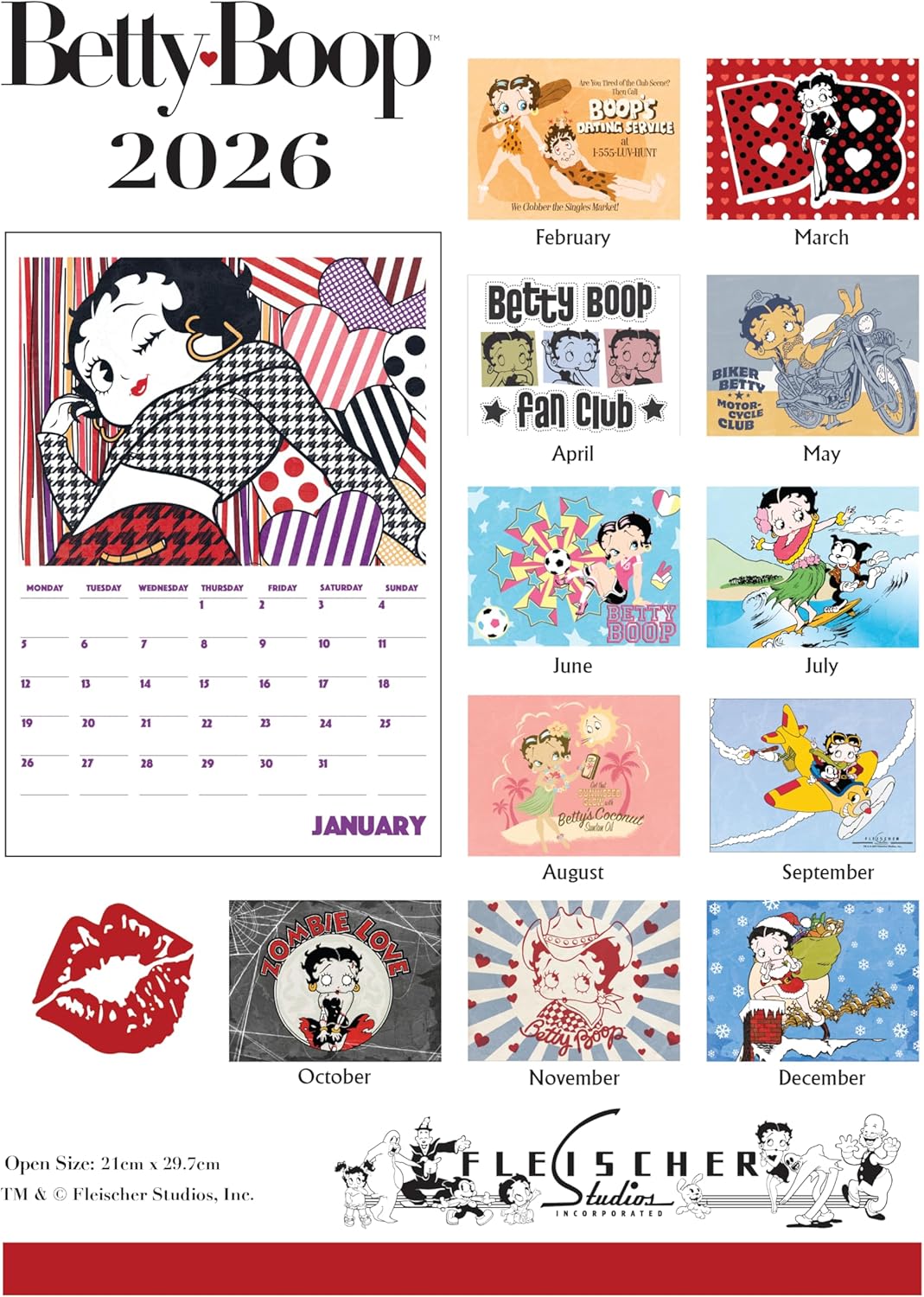 Calendrier mural Betty Boop 2026 format A4 – Image 8
