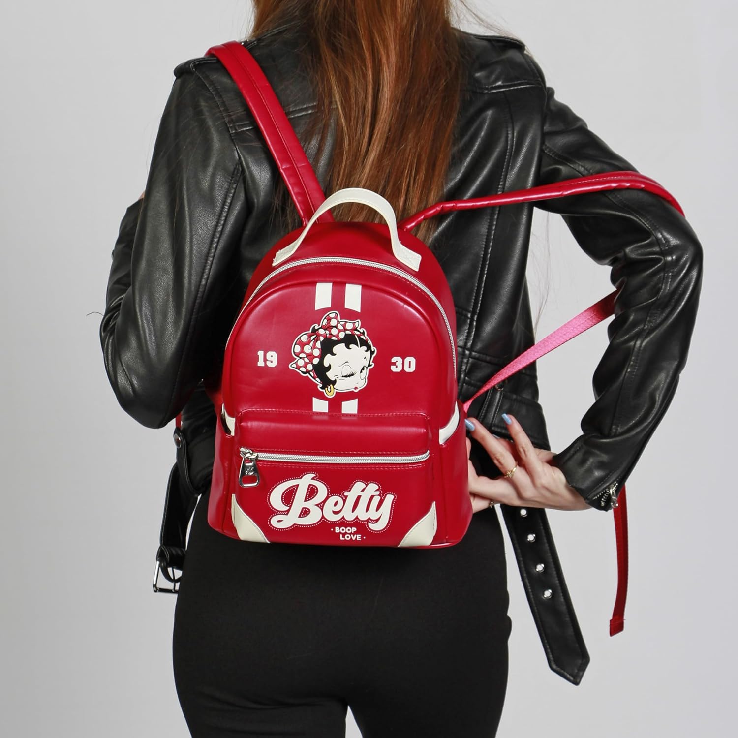 Sac à dos Betty Boop Heady bordeaux avec poche avant zippée, 8 L – Image 5