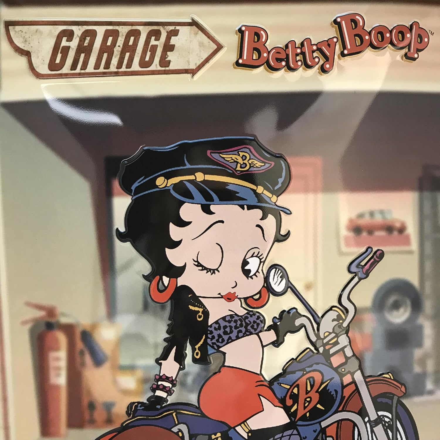 Plaque métal relief Betty Boop Biker 40x30 cm – Image 5