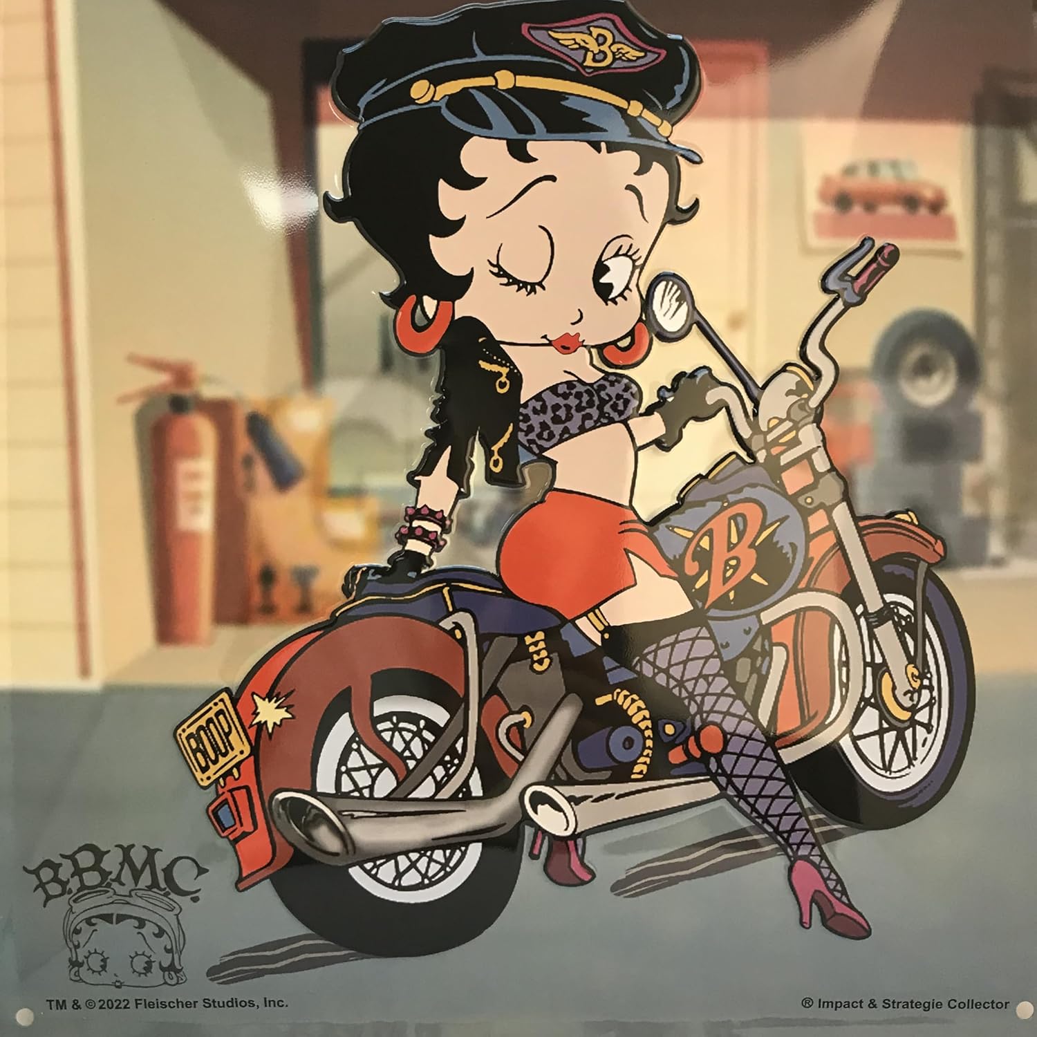 Plaque métal relief Betty Boop Biker 40x30 cm – Image 4