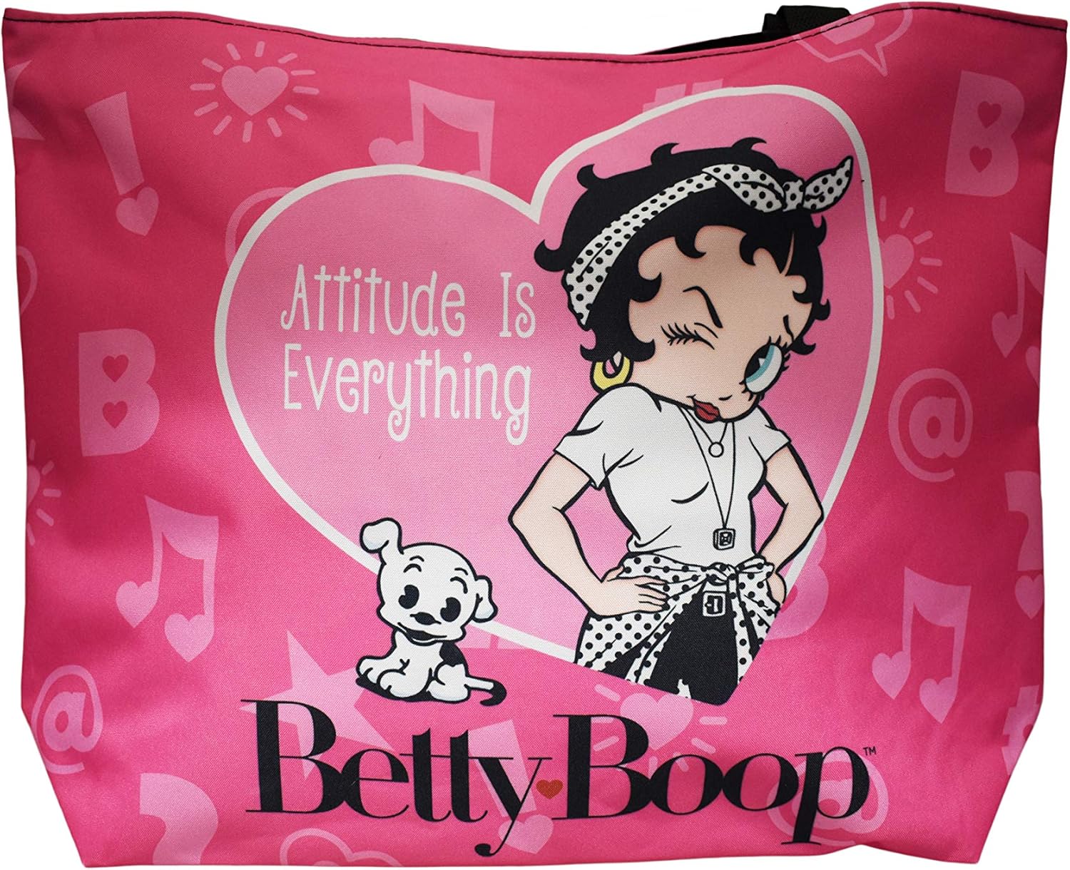 Grand sac fourre-tout Betty Boop rose « Attitude is Everything » 17.8'' x 14''