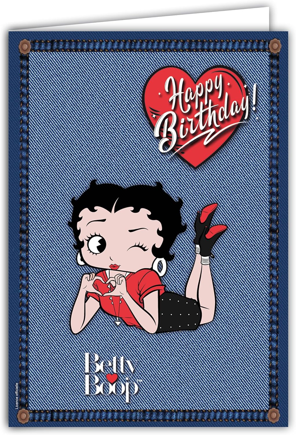 Carte XL Happy Birthday Betty Boop avec enveloppe, intérieur blanc 22x31 cm