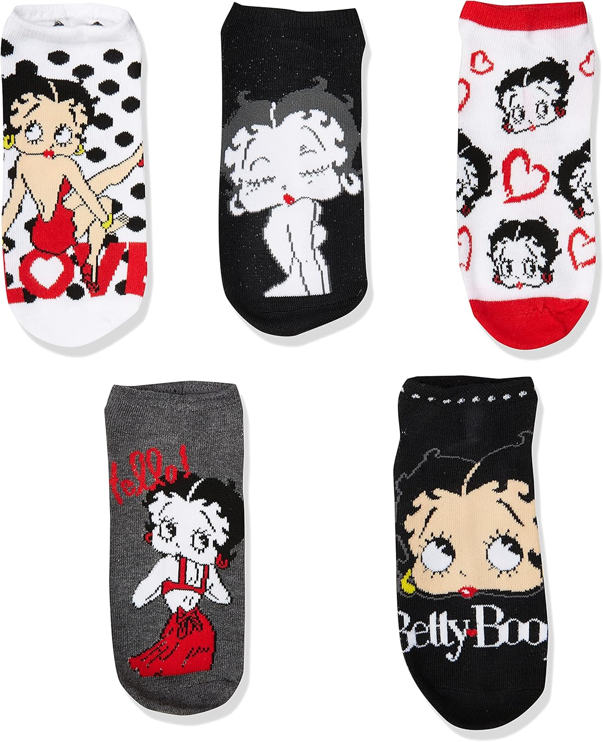 Chaussettes casual femme Betty Boop noir/rouge/multicolore – Image 2
