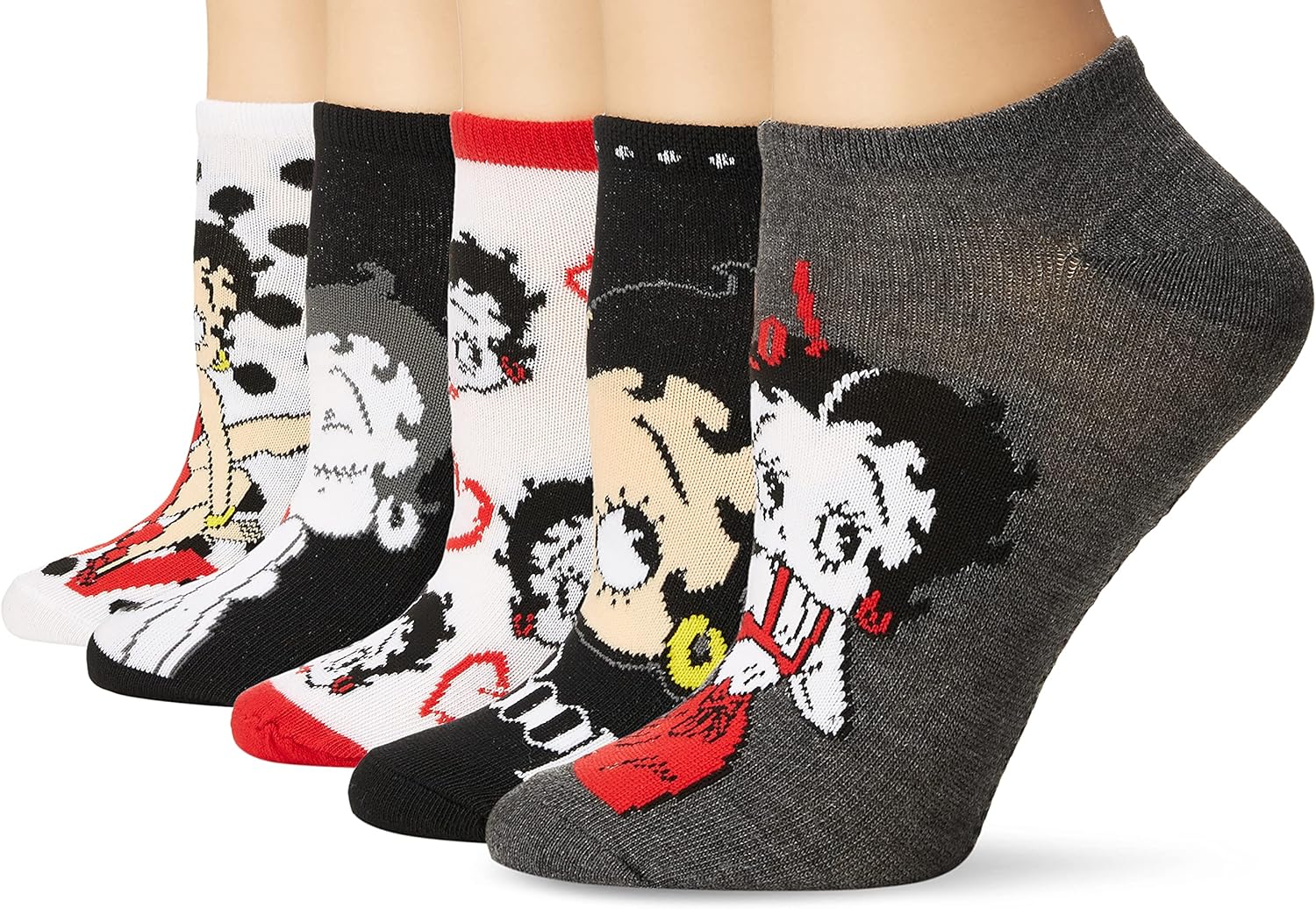 Chaussettes casual femme Betty Boop noir/rouge/multicolore