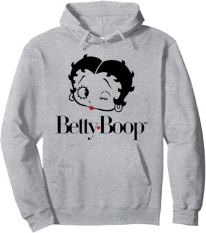 Sweat à capuche Betty Boop Red Heart Clin d'œil coupe classique