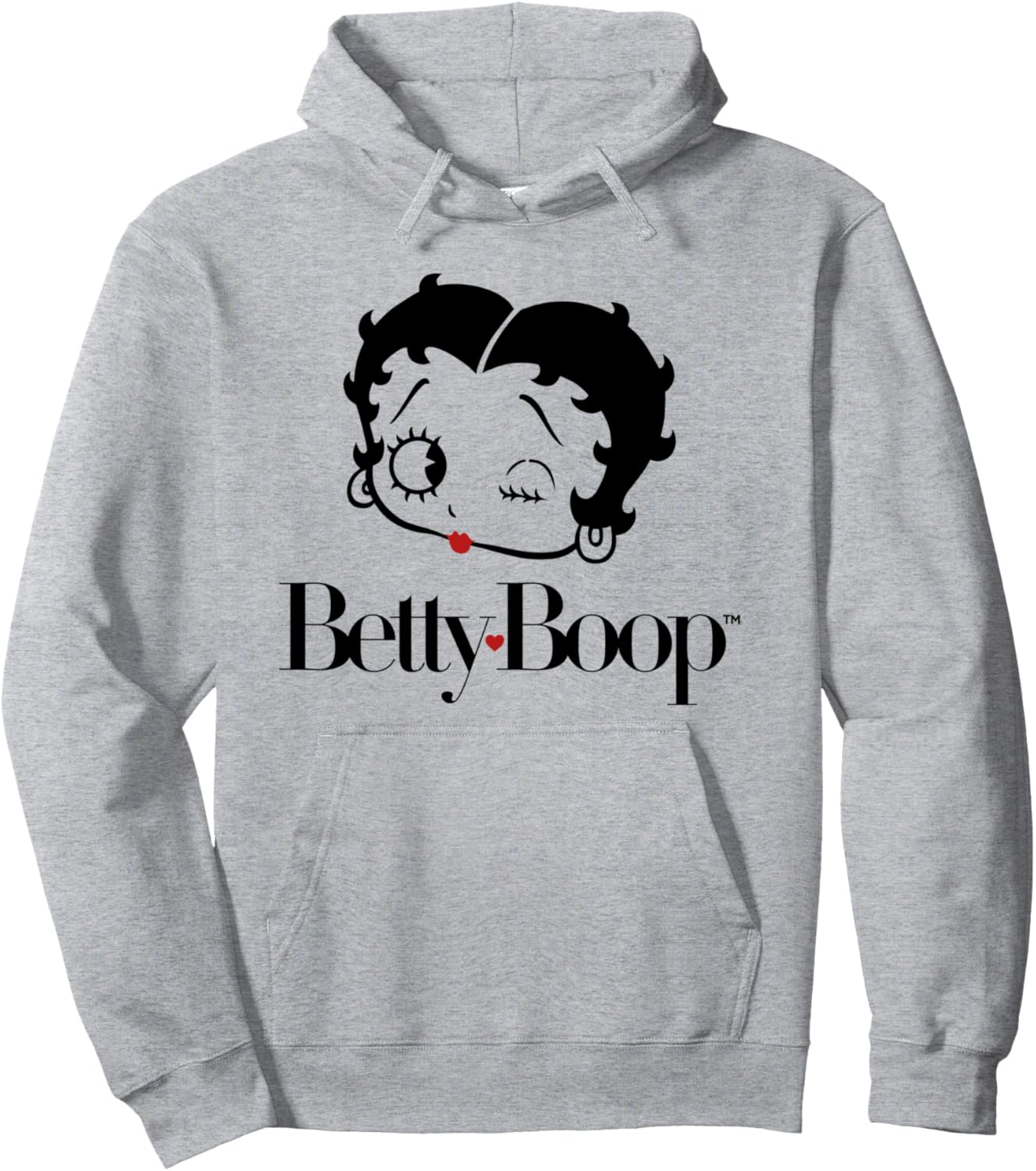 Sweat à capuche Betty Boop Red Heart Clin d'œil coupe classique
