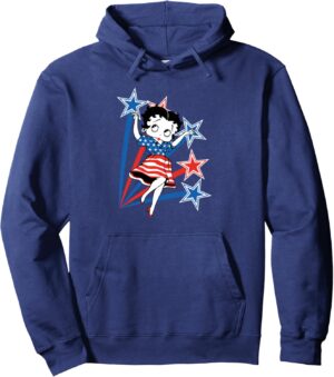 Sweat à capuche Betty Boop drapeau américain et étoiles, 241 g