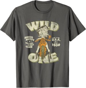 T-shirt Betty Boop Wild One Biker, coupe Femme ou Homme