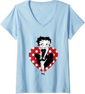 T-shirt femme Betty Boop col V parodie robe