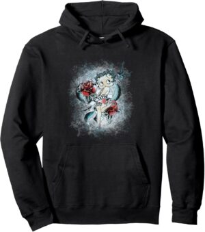 Sweat à capuche Betty Boop Roses Cutie, coupe classique