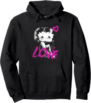 Sweat à capuche Betty Boop Glamour Heart Love, coupe classique