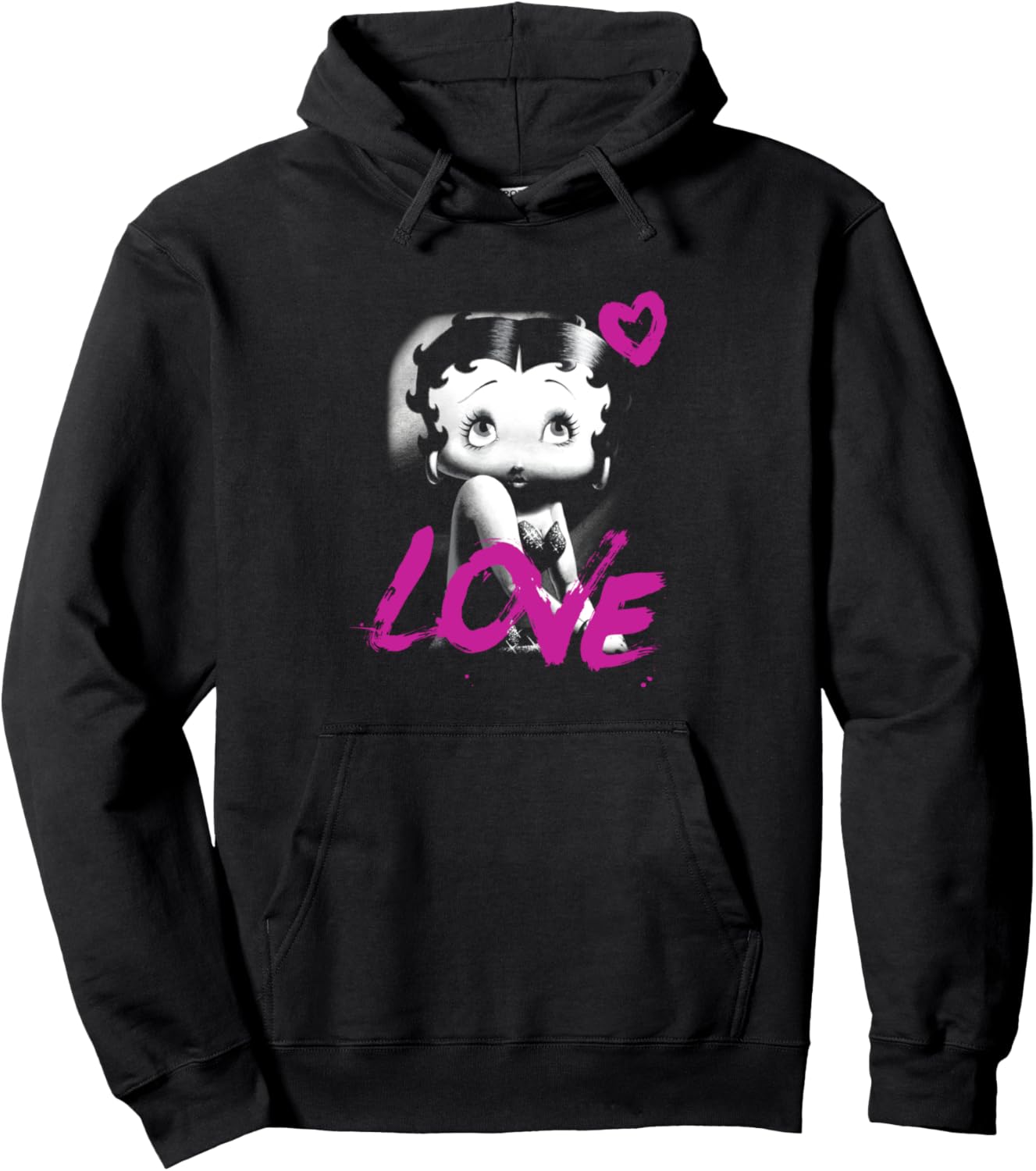 Sweat à capuche Betty Boop Glamour Heart Love, coupe classique