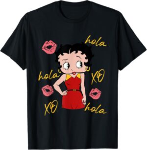 T-shirt Betty Boop Drapeau Espagne Hola XO Kisses, Femme ou Homme