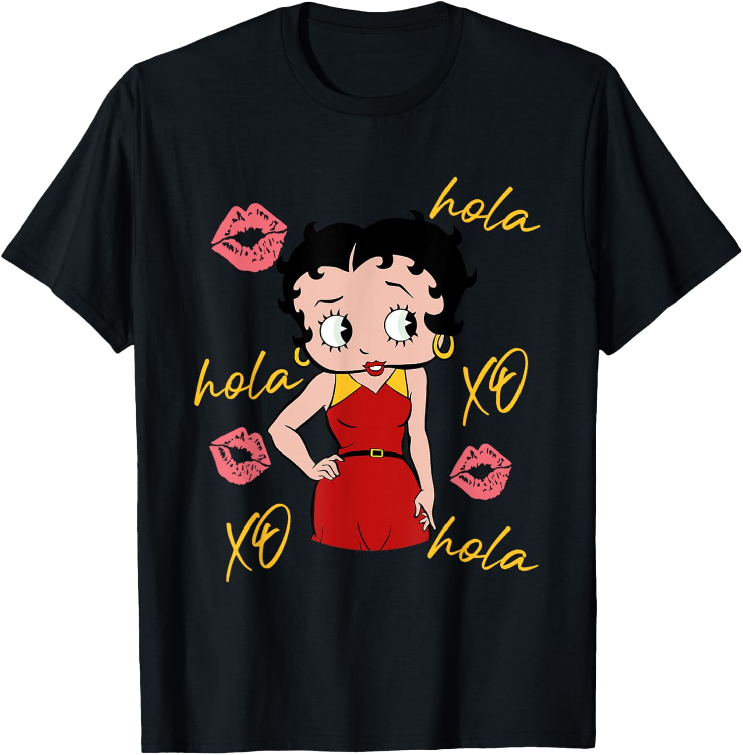 T-shirt Betty Boop Drapeau Espagne Hola XO Kisses, Femme ou Homme