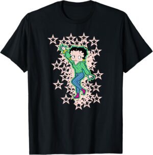 T-shirt Betty Boop Bottes rose clair et étoiles