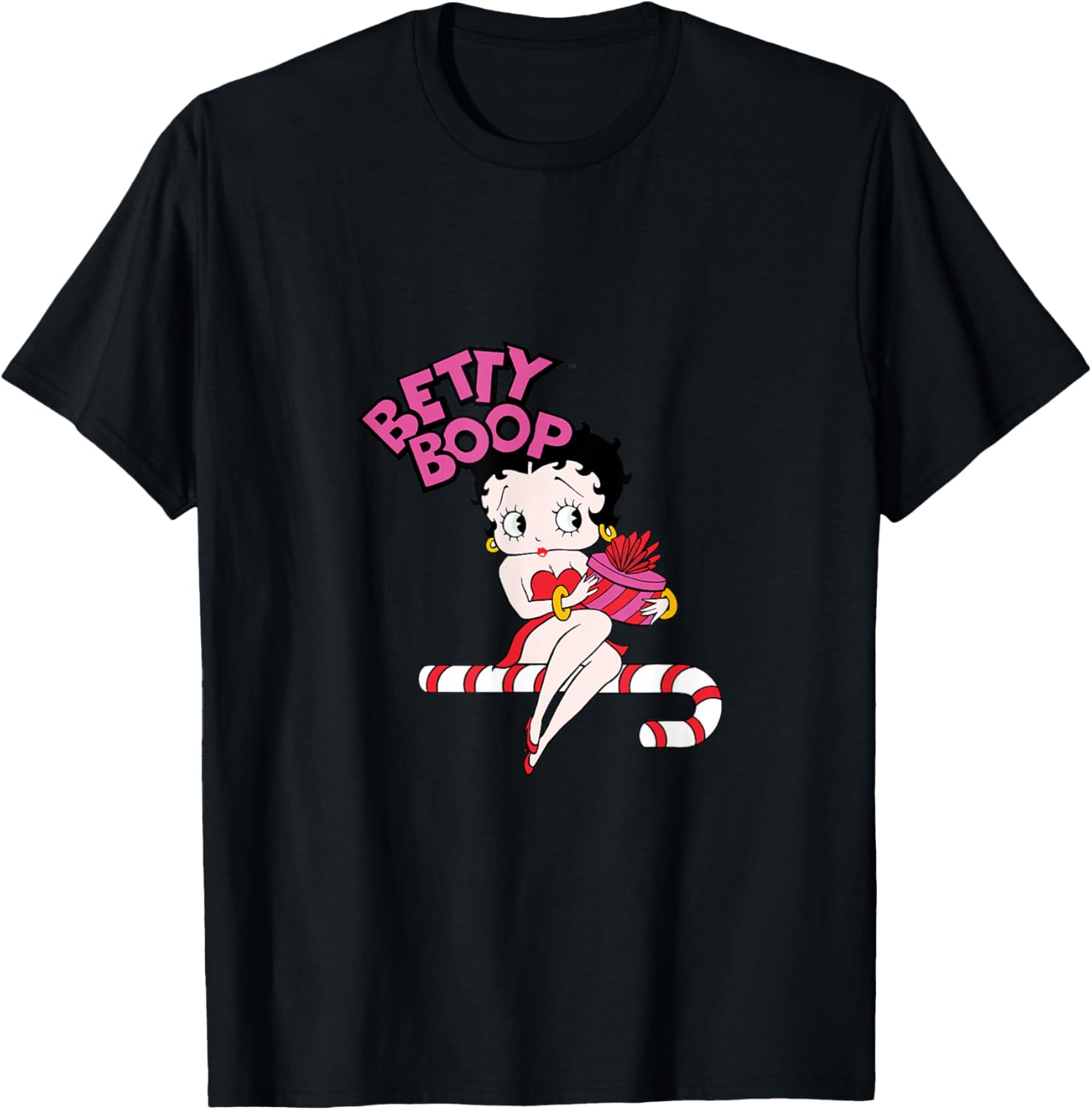T-shirt Betty Boop Candy Cane PAPL3165 imprimé poitrine et dos