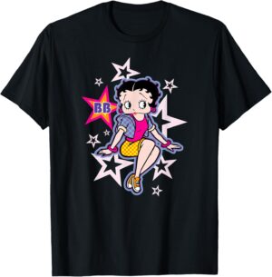 T-shirt Betty Boop assis à étoiles et pois