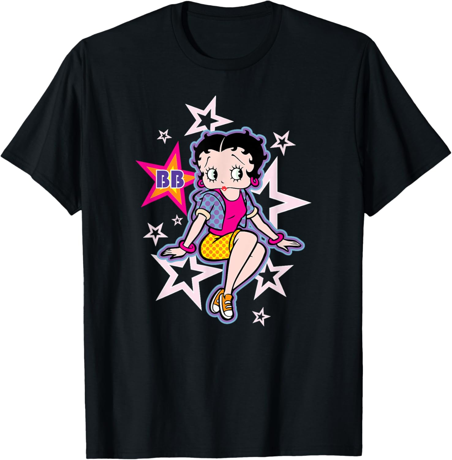 T-shirt Betty Boop assis à étoiles et pois