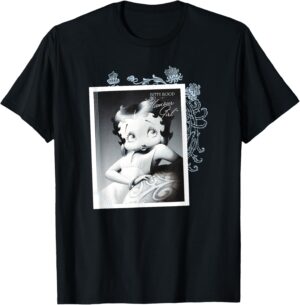T-shirt Betty Boop Glamour Girl en Noir, Asphalte ou Bleu Marine