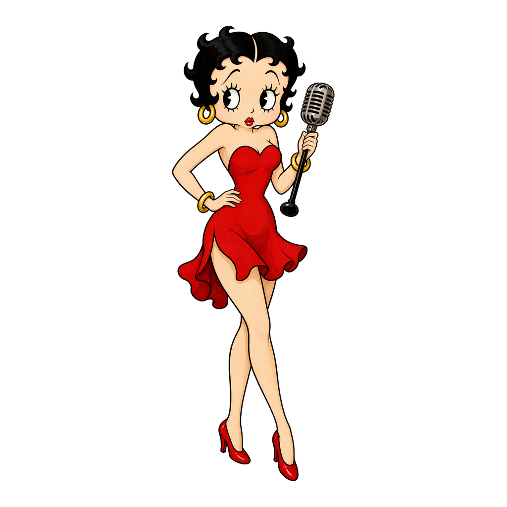 Betty Boop en robe rouge sur scène