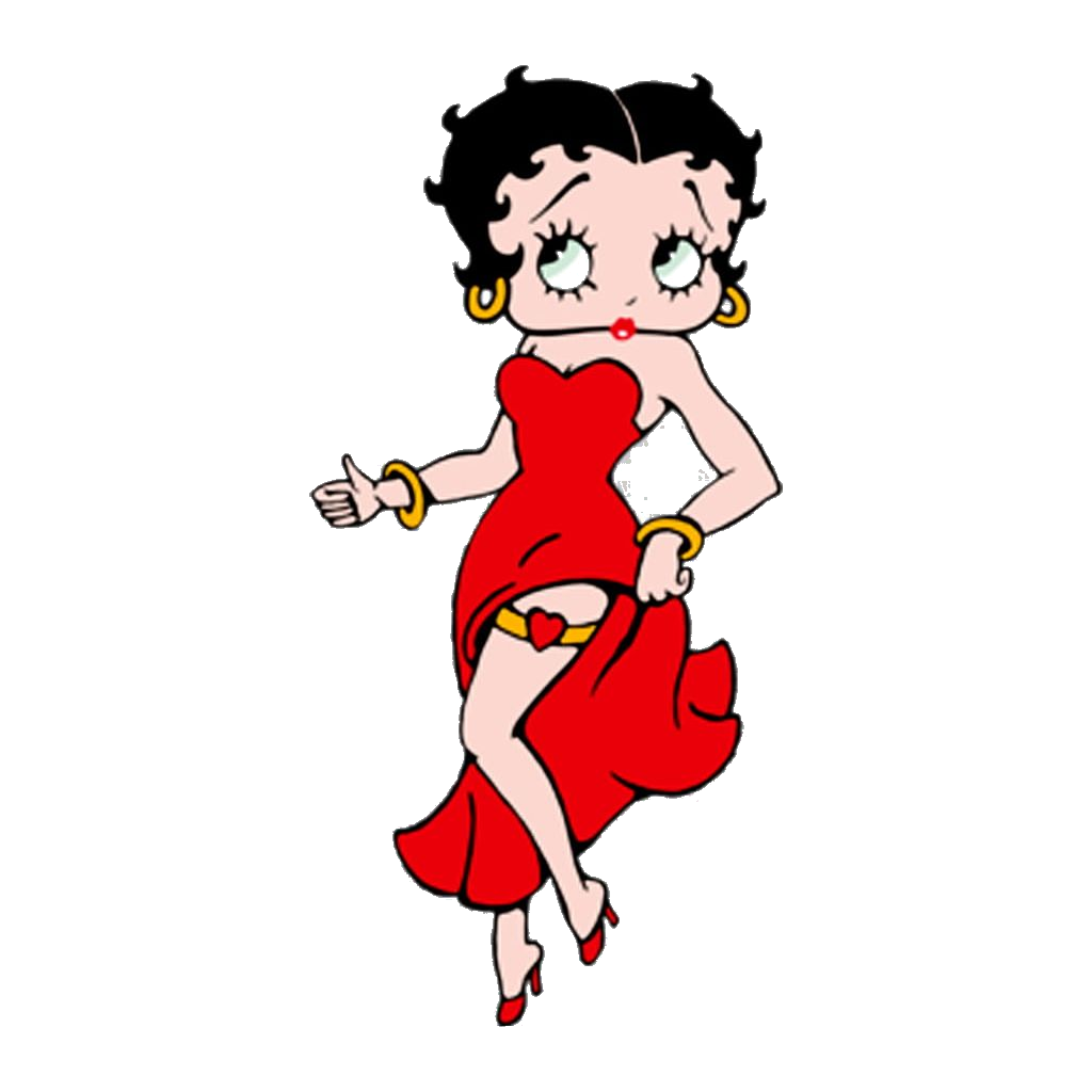 Betty Boop en grande robe rouge